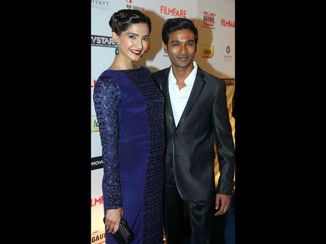 Posing with the Raanjhana: Sonam Kapoor and Dhanush. Posing with the Raanjhana: Sonam Kapoor and Dhanush.