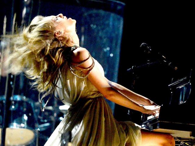 Musician Taylor Swift performs onstage. The awards are very popular for their performances.