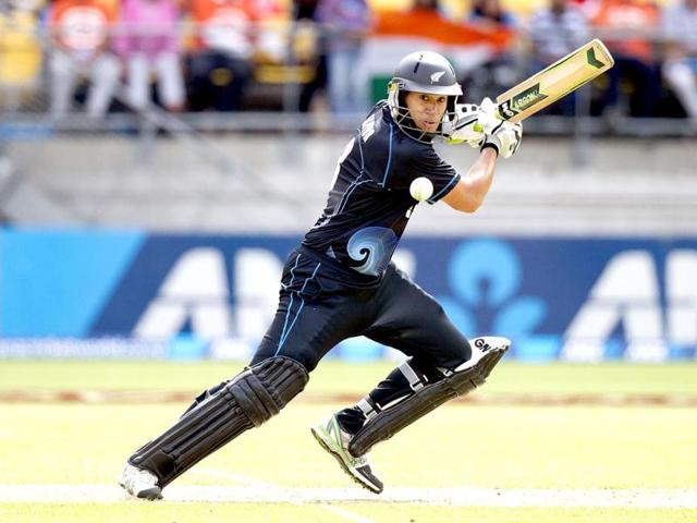 Ross Taylor of New Zealand bats during the fifth and final ODI against India in Wellington. (AFP Photo)