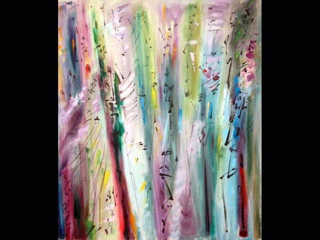 Die Galerie, Germany, is part of the Art Fair since the fair's inception. Their highlight this year is a piece by artist Andre Masson. An oil on canvas, the work has calligraphy that appear as human figures.