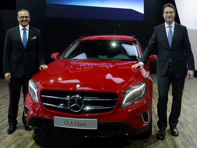 The latest Merc GLA Class gets unveiled at the Auto Expo (AFP photo)