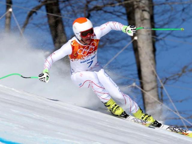 United States' Steven Nyman aces a turn during men's downhill training at the Sochi 2014 Winter Olympics in Krasnaya Polyana, Russia. (AP photo) 