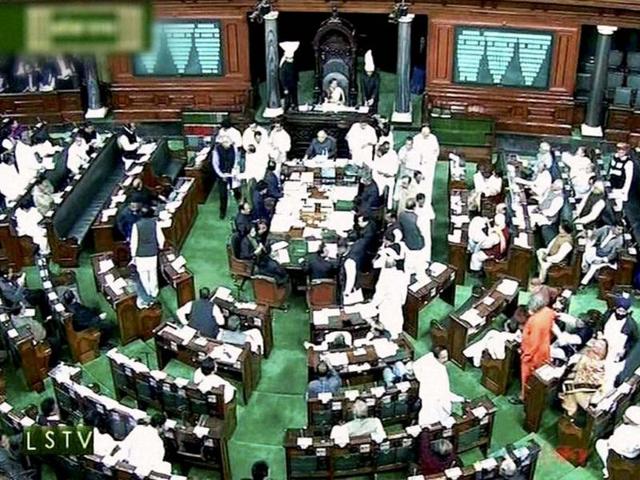 A scene of the Lok Sabha during the extended winter session in New Delhi.(PTI photo)