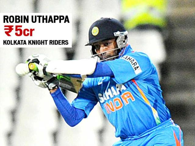 Robin Uthappa, picked up by Kolkata Knight riders for Rs 5 cr. (Agency Photo)