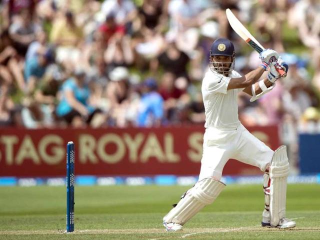 Ajinkya Rahane of India bats during Day 2 of the 2nd Test against New Zealand at the Basin Reserve in Wellington. (AFP Photo)