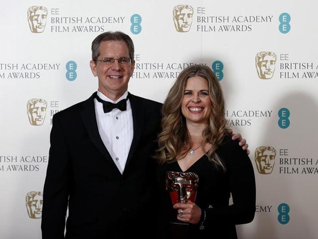 Chris Buck and Jennifer Lee celebrate.(Reuters Photo)