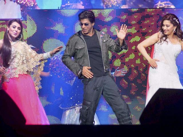 Shah Rukh Khan, Rani Mukherji and Madhuri Dixit Nene in Kuala Lumpur. (PTI Photo)