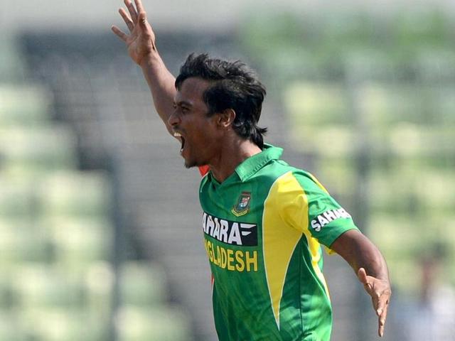 Bangladesh cricketer Rubel Hossain reacts after the dismissal of Sri Lankan batsman Kusal Perera during the second ODI at the Sher-e-Bangla National Cricket Stadium in Dhaka. (AFP Photo) Bangladesh cricketer Rubel Hossain reacts after the dismissal of Sri Lankan batsman Kusal Perera during the second ODI at the Sher-e-Bangla National Cricket Stadium in Dhaka. (AFP Photo)