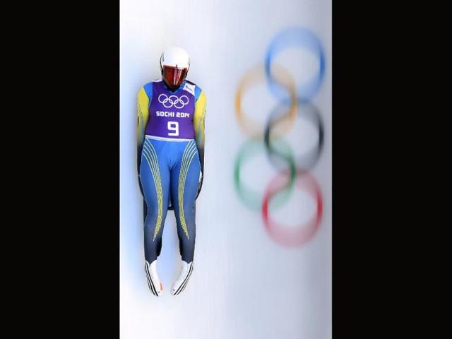 Ukraine's Olena Shkhumova takes part in a training session for the Luge Women's Singles at the Sanki Sliding Centre in Rosa Khutor on February 8, 2014 during the Sochi Winter Olympics. AFP PHOTO