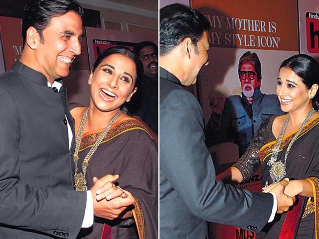 Waltz with Akshay: When Akshay Kumar and Vidya Balan met, they almost instantly broke into a jig. That, of course, brought instant smiles on the faces of the waiting photographers, and it was nice to see the two share such warmcamaraderie.