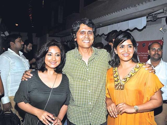 Nagesh Kukunoor and Sonali Kulkarni at an event in Mumbai.