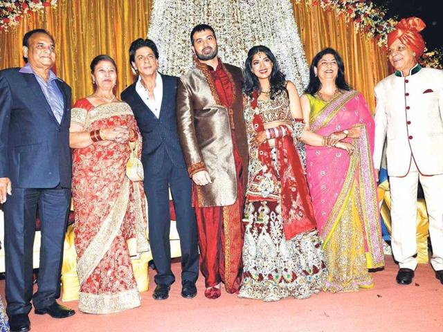 Namdeo, who is known for playing a villain in numerous Bollywood films, poses with Abhishek Bachchan.