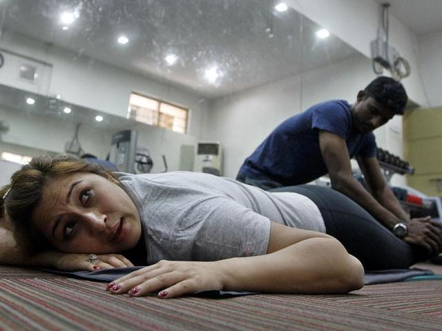 Badminton player Jwala Gutta during the training session at LG Stadium, in Hyderabad, India on Tuesday, February 25, 2014. (Photo by Sanjeev Verma/ Hindustan Times)