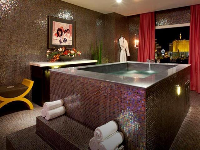 Everything is high-tech in the Villas bathroom at the Tropicana Las Vegas, with a computer panel control system for the whirlpool and LED showerheads.(AFP)