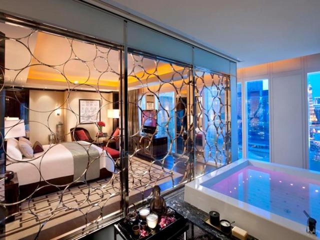 The bathroom at Wynn's Parlor Suites offer guests a spa-like experience that includes a large, marble whirlpool soaking tub.(AFP)