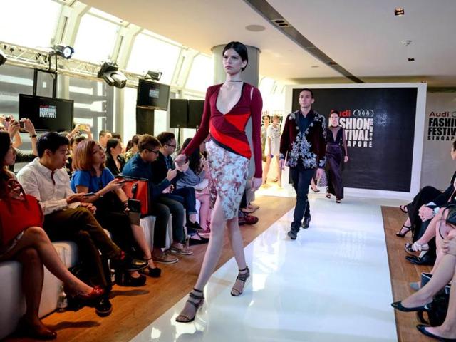 A model presents creation by Asian designers during a media preview for Audi Fashion Festival in Singapore. (AFP) A model presents creation by Asian designers during a media preview for Audi Fashion Festival in Singapore. (AFP)