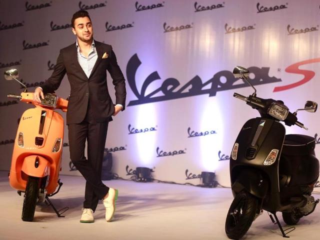Imran Khan at the launch of Vespa S scooters in Mumbai (March 5). (AP Photo)