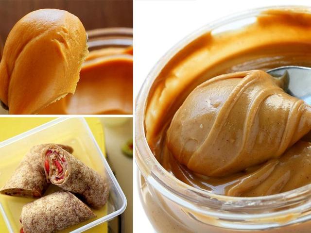 Peanut butter-fuit wrap: Who says wraps are just for lunch? Bonus: The peanut butter will help keep mid-day cravings at bay. You need: whole wheat roti/paratha, 2 tablespoons natural unsalted crunchy peanut butter and 1/2 cup sliced strawberries/ pineapple.