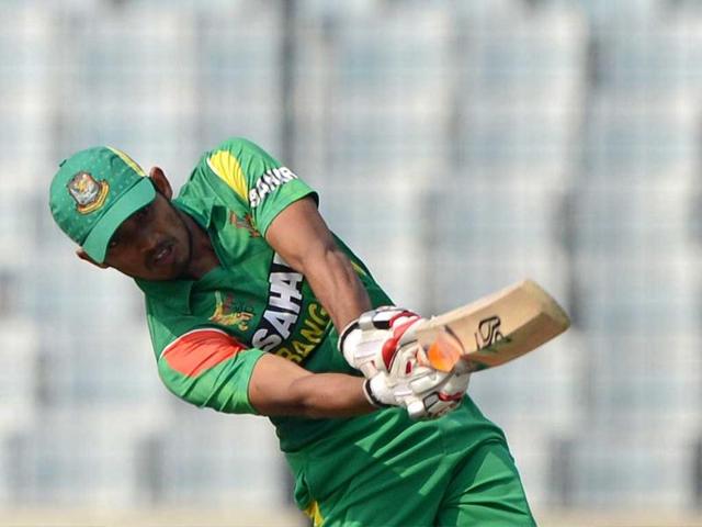 Bangladeshi batsman Anamul Haque plays a shot during the tenth match of the Asia Cup against Sri Lanka at the Sher-e-Bangla National Cricket Stadium in Mirpur. (AFP Photo)