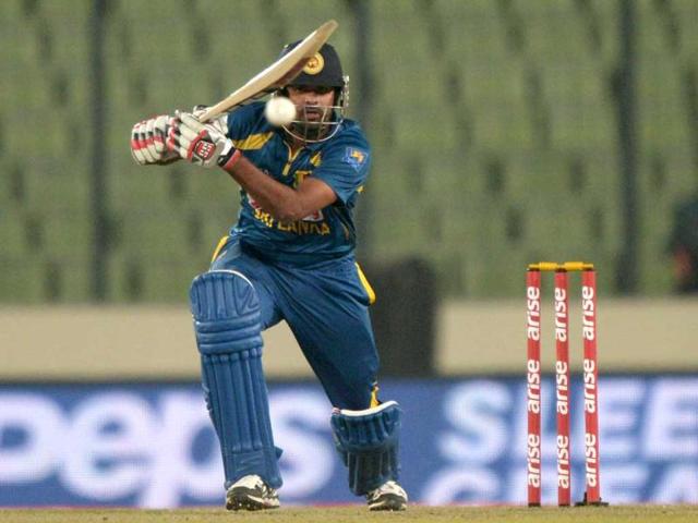 Sri Lankan batsman Lahiru Thirimanne plays a shot during the tenth match of the Asia Cup against Bangladesh at the Sher-e-Bangla National Cricket Stadium in Mirpur. (AFP Photo)