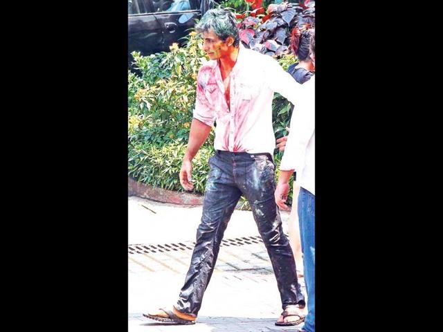 Sonu Sood sports a white outfit at Sanjay Gupta's bash.