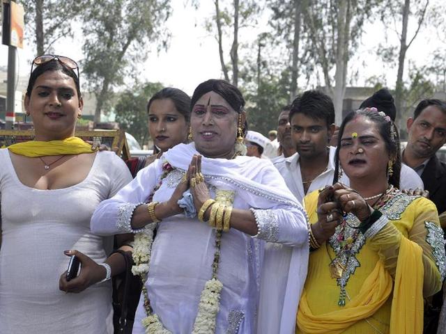 Eunuch Daya Rani Kinnar files her nomination papers at Ghaziabad for the forthcoming Lok Sabha elections in Ghaziabad. (Photo by Sakib Ali / Hindustan Times)