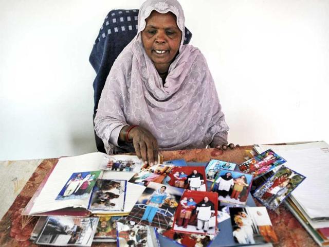 Ghausia Khan, a bride trafficking survivor, is a member of the district legal aid authorityand a worker with Empower People, an NGO which deals with trafficking cases. (Subrata Biswas/HT Photo)