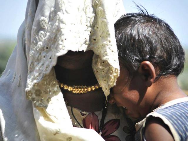Razia’s (names changed) husband tried to sell her when she was pregnant with their second child. (Subrata Biswas/HT Photo)