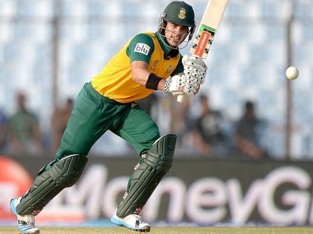Netherlands' Stephan Myburgh plays a shot during their ICC World Twenty20 against South Africa at the Zahur Ahmed Chowdhury Stadium in Chittagong. (AFP Photo)