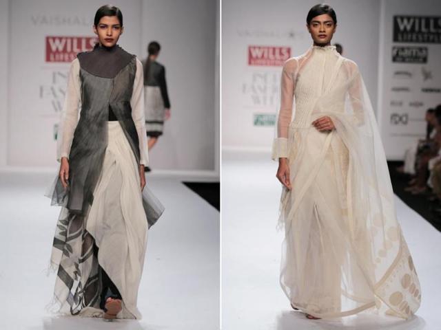 A creation of designer Vaishali being showcased. (HT Photo/ Rajesh Kashyap) A creation of designer Vaishali being showcased. (HT Photo/ Rajesh Kashyap)
