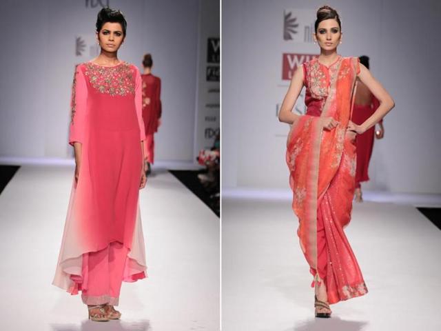 Models at the Nikasha show at Wills India Fashion Week. (HT Photo/ Rajesh Kashyap) Models at the Nikasha show at Wills India Fashion Week. (HT Photo/ Rajesh Kashyap)
