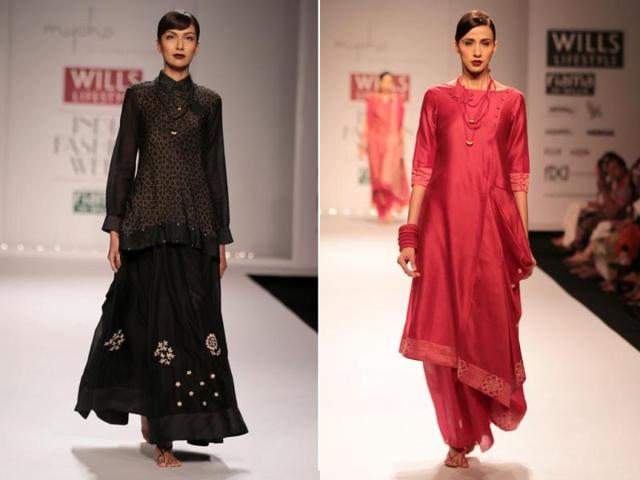 Models showcasing the work of designers Kiran and Meghna at their 'Myoho' show. (HT Photo/ Rajesh Kashyap) Models showcasing the work of designers Kiran and Meghna at their 'Myoho' show. (HT Photo/ Rajesh Kashyap)
