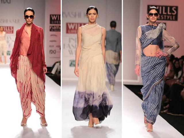 Models at Urvashi Kaur's show at Wills Lifestyle India fashion Week, 2014. (HT Photo/ Rajesh Kashyap) Models at Urvashi Kaur's show at Wills Lifestyle India fashion Week, 2014. (HT Photo/ Rajesh Kashyap)