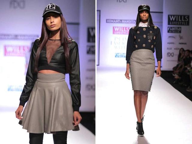 Models walk down the runway for designers Hemant and Nandita on Day four of Wills Lifestyle India Fashion Week 2014 in New Delhi. (HT Photo/ Rajesh Kashyap)