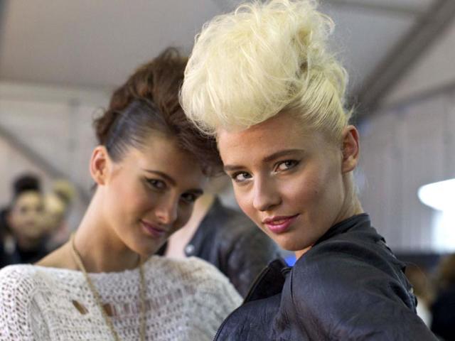 Models pose backstage at Mexican Fashion Week in Mexico City. (AP)