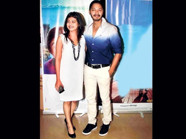 Shreyas Talpade with wife Deepti at the screening of Yellow.