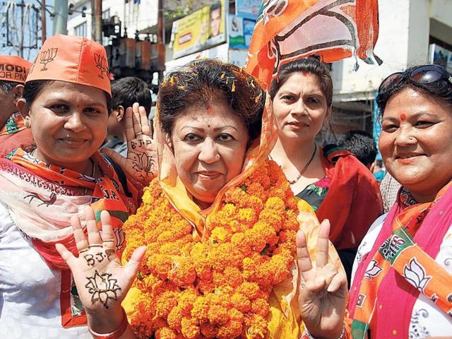 The-BJP-denied-entry-to-the-Cong-leader-reportedly-at-the-insistence-of-its-Tehri-candidate-Mala-Rajlaxmi-Shah-Vinay-Santosh-Kumar-HT-Photo The-BJP-denied-entry-to-the-Cong-leader-reportedly-at-the-insistence-of-its-Tehri-candidate-Mala-Rajlaxmi-Shah-Vinay-Santosh-Kumar-HT-Photo