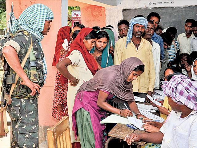 Polling-goes-on-under-tight-security-at-booth-no-55-in-Chanhoi-Lohardaga-on-Thursday-Diwakar-Prasad-HT-photo
