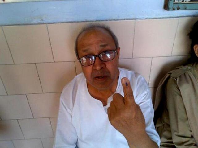 Prem Gupta (68) at a Krishna Nagar polling booth: "I voted for stability. That's what we need most (Darpan Singh)