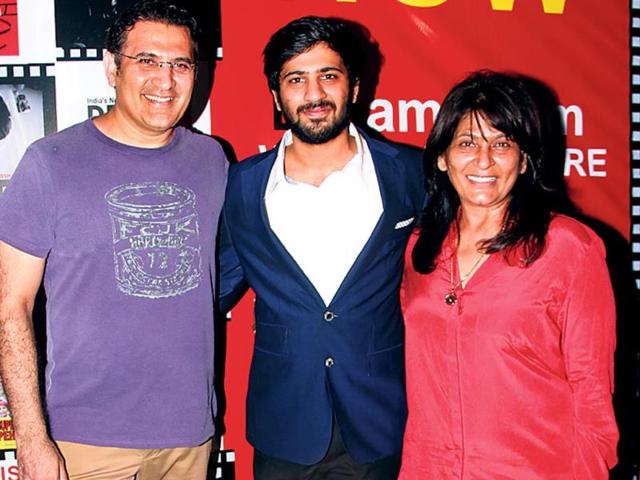 Parmeet Sethi and Archana Puran Singh with their son Aaryamann (centre) at a movie screening in Mumbai.
