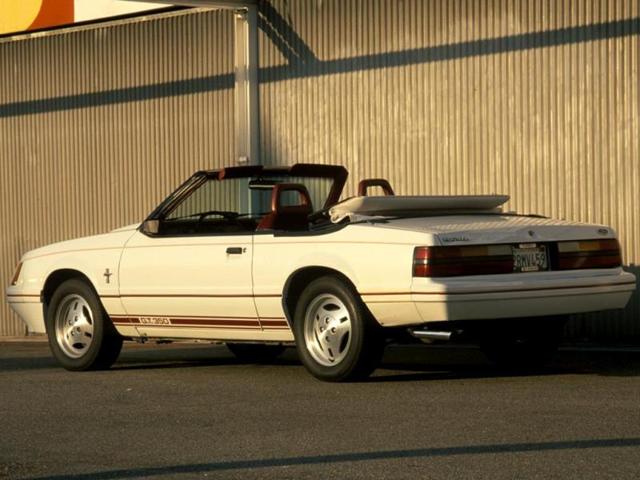 1985 Mustang: As the 80s progressed, Ford felt confident enough to bring back the convertible version, however, sales continued to be sluggish and the company considered dropping the car in favor of a re-branded front-wheel drive Mazda. (AFP) 1985 Mustang: As the 80s progressed, Ford felt confident enough to bring back the convertible version, however, sales continued to be sluggish and the company considered dropping the car in favor of a re-branded front-wheel drive Mazda. (AFP)