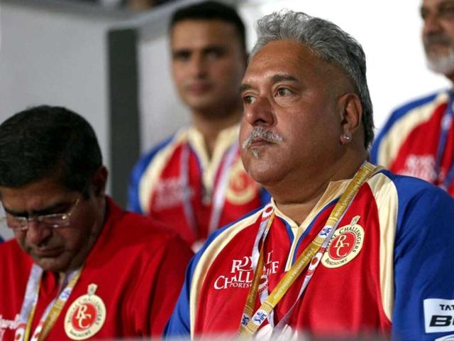 Royal Challengers Banglore's owner Vijay Mallya during their game against Delhi Daredevils in IPL 7 being held at the Sharjah Cricket Stadium in Sharjah. (PTI Photo)