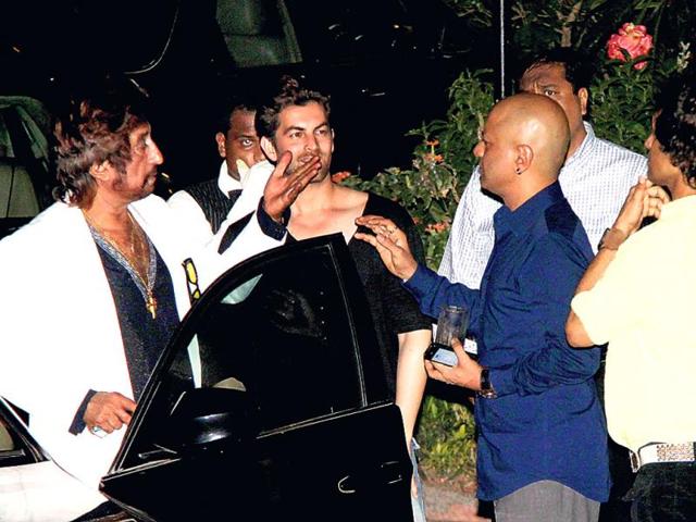 (From left) Shakti Kapoor, Neil Nitin Mukesh and Naved Jaafery at a bash organised by Sanjay Gupta.