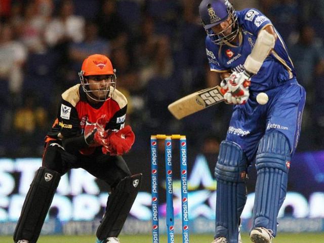 Stuart Binney of Rajatshan Royals plays a shot during their IPL 7 match against Sunrisers Hyderabad in Abu Dhabi. (PTI Photo)