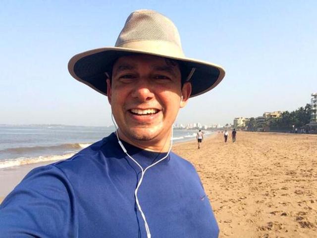Madhuri Dixit's husband Dr Sriram Nene spotted at the beach.
