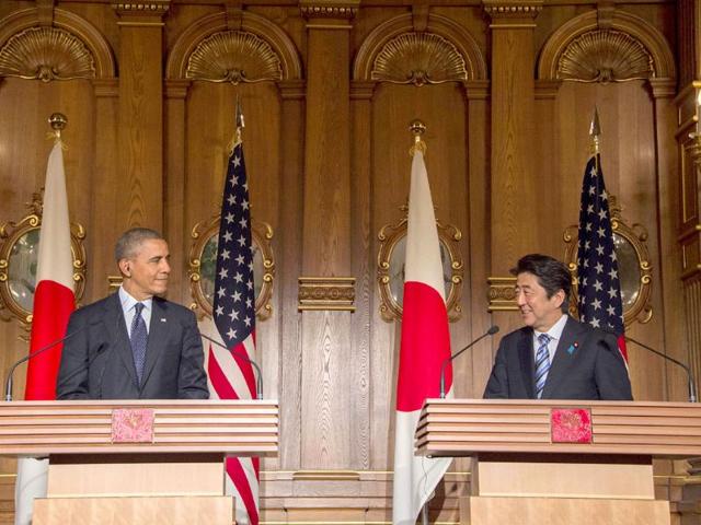 US-President-Barack-Obama-L-and-Japanese-Prime-Minister-Shinzo-Abe-speak-during-a-bilateral-press-conference-at-the-Akasaka-Palace-in-Tokyo-AFP-Photo US-President-Barack-Obama-L-and-Japanese-Prime-Minister-Shinzo-Abe-speak-during-a-bilateral-press-conference-at-the-Akasaka-Palace-in-Tokyo-AFP-Photo