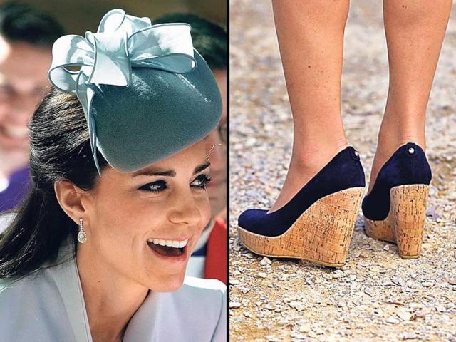 A princess perfect fascinator, topped with a demure bow. | Wedges clearly seem to be Kate’s go-to footwear picks.