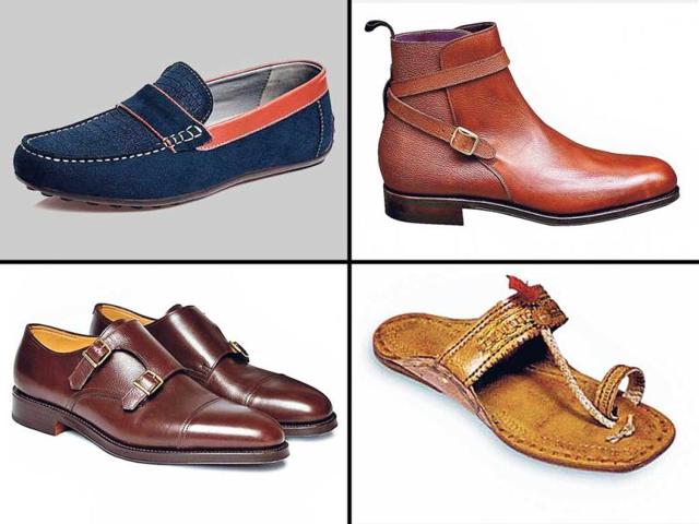 LOAFERS A wider term for slip-on shoes that are sans laces and heels | JODHPUR BOOTS Ankle-length leather boots, characterised by a buckled strap across it | KOLHAPURI CHAPPALS Originated in Kolhapur, Maharashtra, where they are hand-made | MONKSTRAP SHOES Is characterised by two buckled straps on one side.