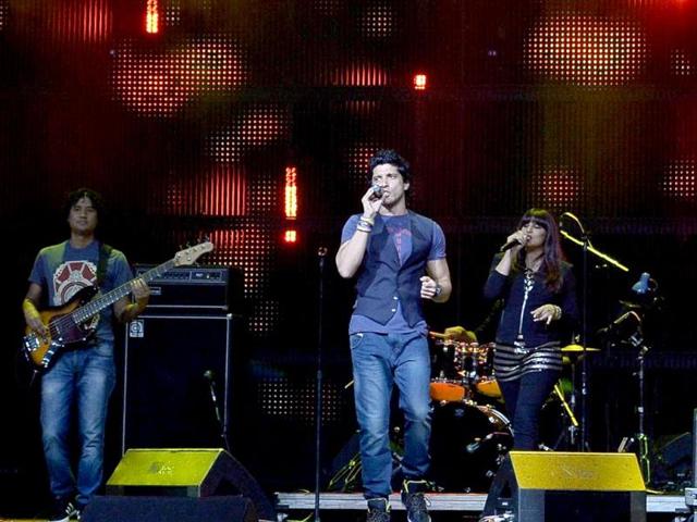 Farhan Akhtar performs during the IIFA Magic of the Movies show at International Indian Film Academy. (AFP)