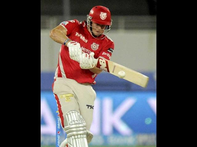 David Miller of the Kings X1 Punjab bats during an IPL 7 match against Royal Challengers Bangalore in Dubai on Monday. (PTI Photo)
